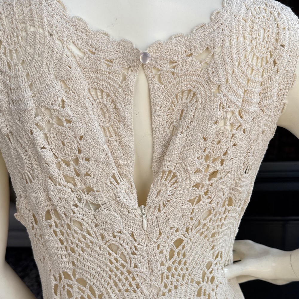Vici Ivory Crochet Sleeveless Summer Dress Medium - Picture 4 of 5